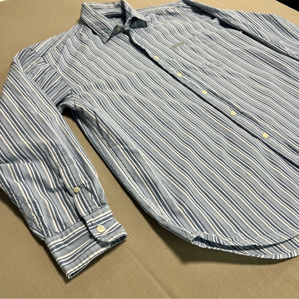U.S. Polo Assn. Men’s Medium Blue White Striped Button Down Shirt Classic Oxford - Picture 8 of 14